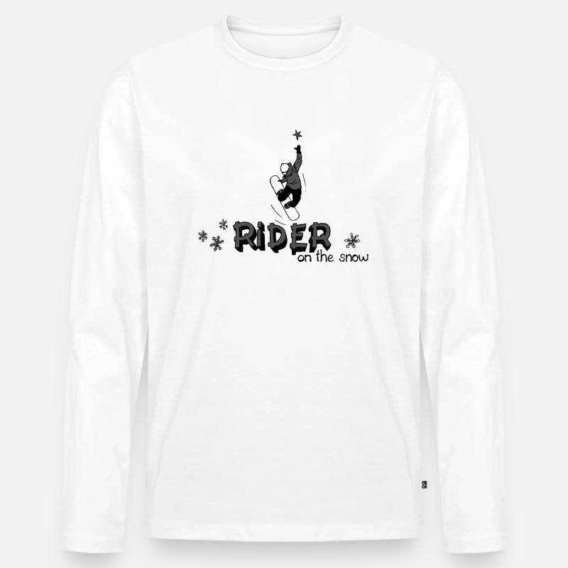 Snowboard auf dem Schnee - Männer Premium Bio Langarmshirt - Weiß