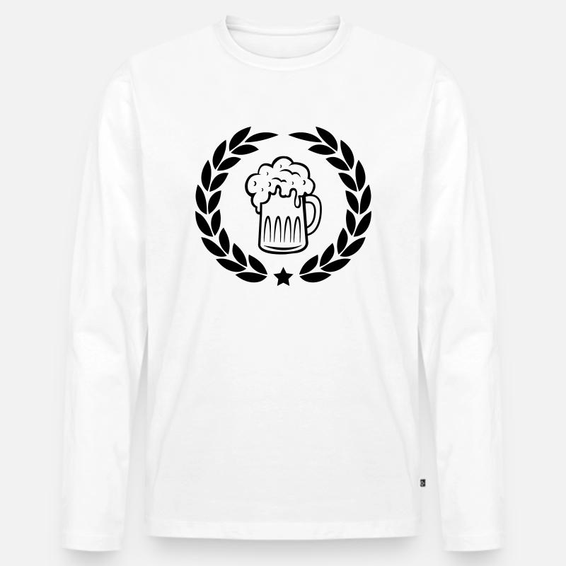 bier lorbeerkranz - Männer Premium Bio Langarmshirt - Weiß