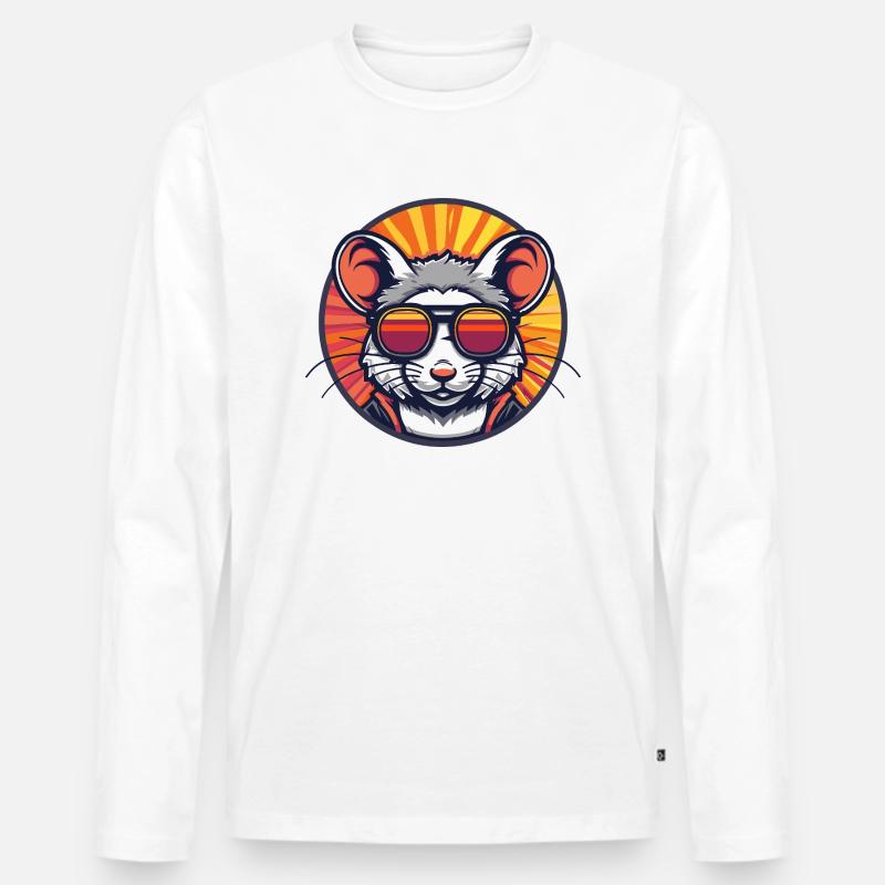 Maus Comic Cool - Männer Premium Bio Langarmshirt - Weiß