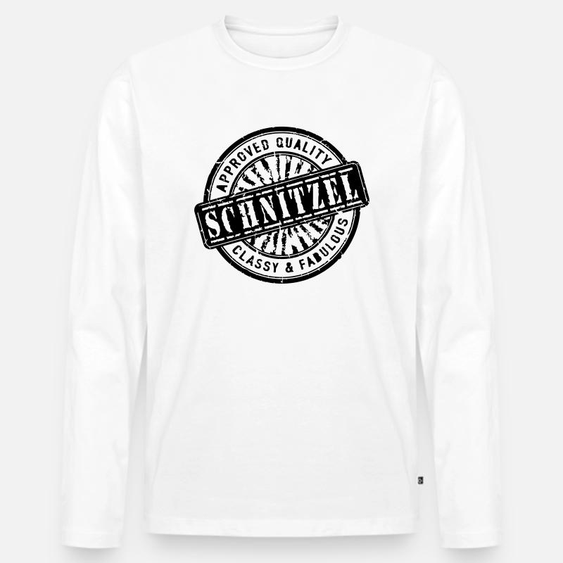 Schnitzel Stamp - Männer Premium Bio Langarmshirt - Weiß