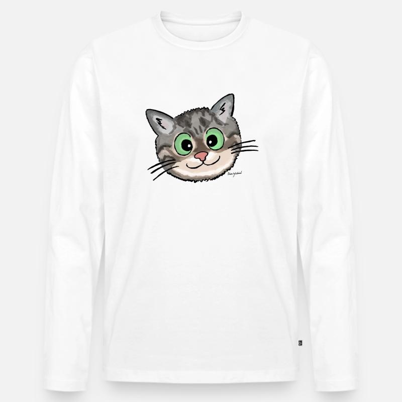 Kätzchen Lissy (smiling) - Männer Premium Bio Langarmshirt - Weiß