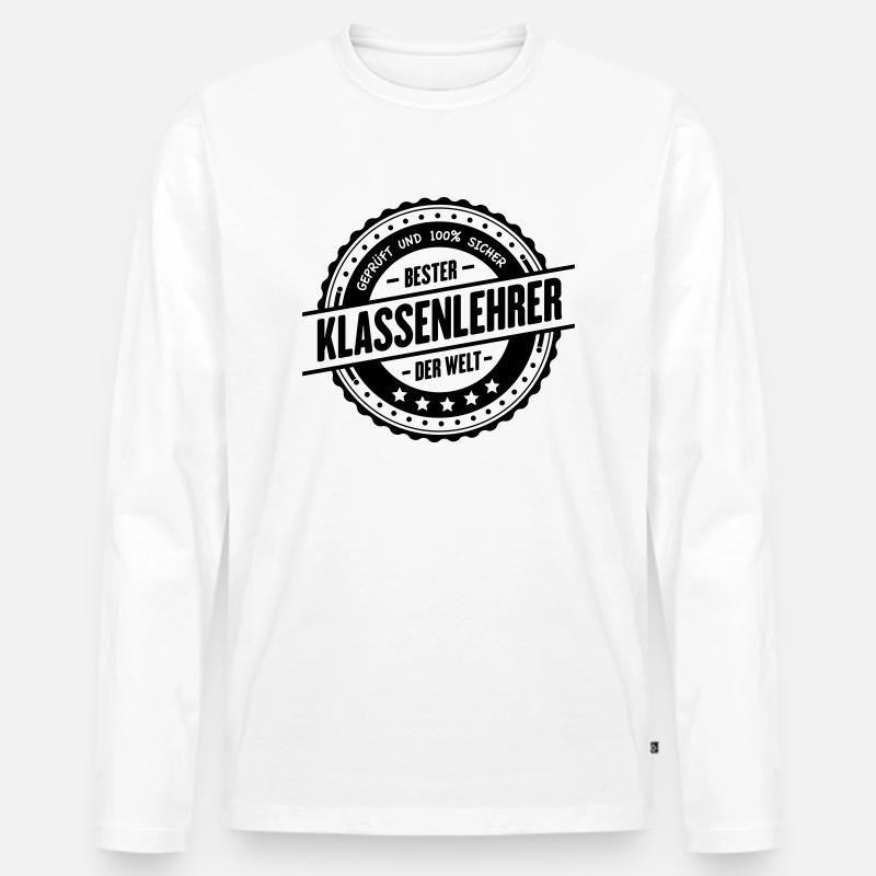 Bester Klassenlehrer - Männer Premium Bio Langarmshirt - Weiß