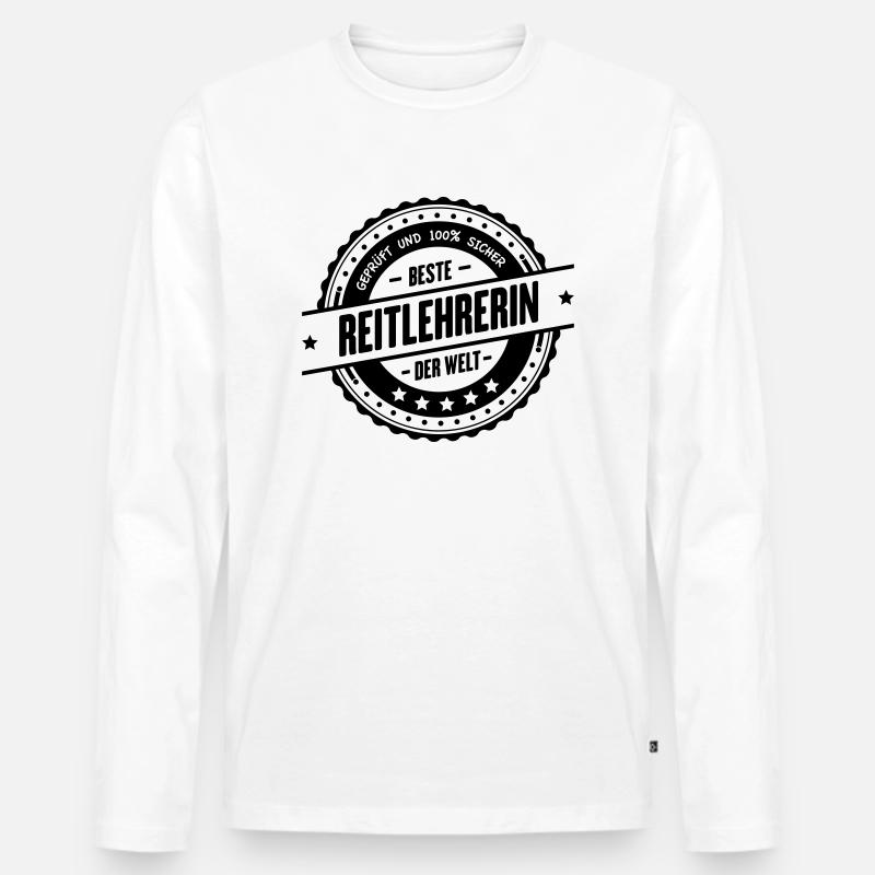 Beste Reitlehrerin - Männer Premium Bio Langarmshirt - Weiß
