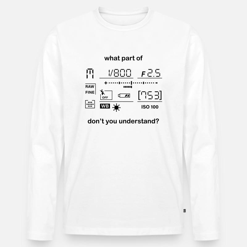 Kamera Manueller Modus - Männer Premium Bio Langarmshirt - Weiß