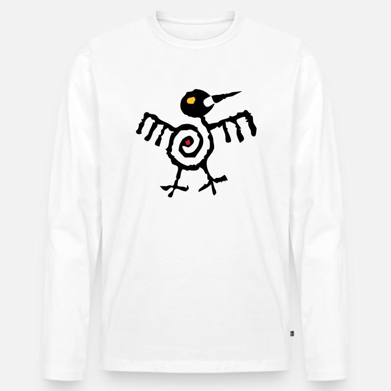 Fantasy Bird 01 - 2-farbig - Männer Premium Bio Langarmshirt - Weiß