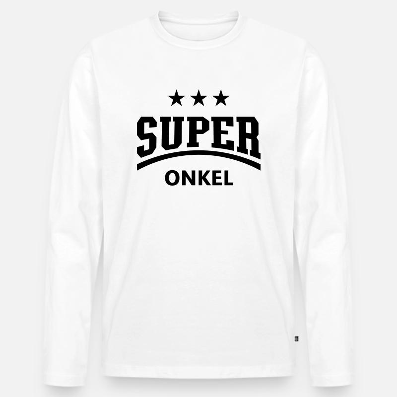 Super Onkel - Männer Premium Bio Langarmshirt - Weiß
