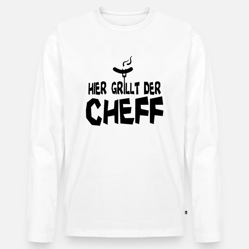 grillcheff - Männer Premium Bio Langarmshirt - Weiß