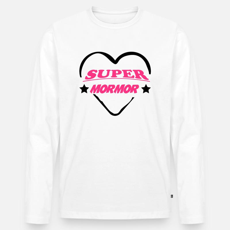 Super mormor 111 - Männer Premium Bio Langarmshirt - Weiß