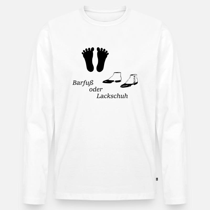 Barfuss oder Lackschuh - Männer Premium Bio Langarmshirt - Weiß