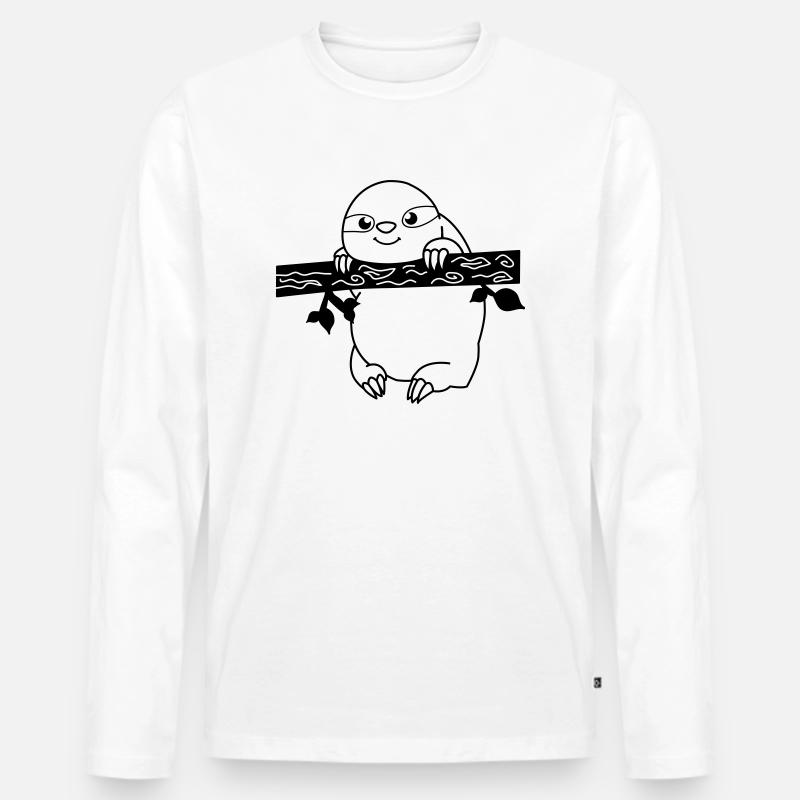 faultier_01 - Männer Premium Bio Langarmshirt - Weiß