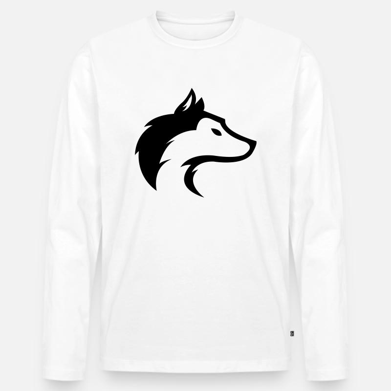 wolf_01 - Männer Premium Bio Langarmshirt - Weiß