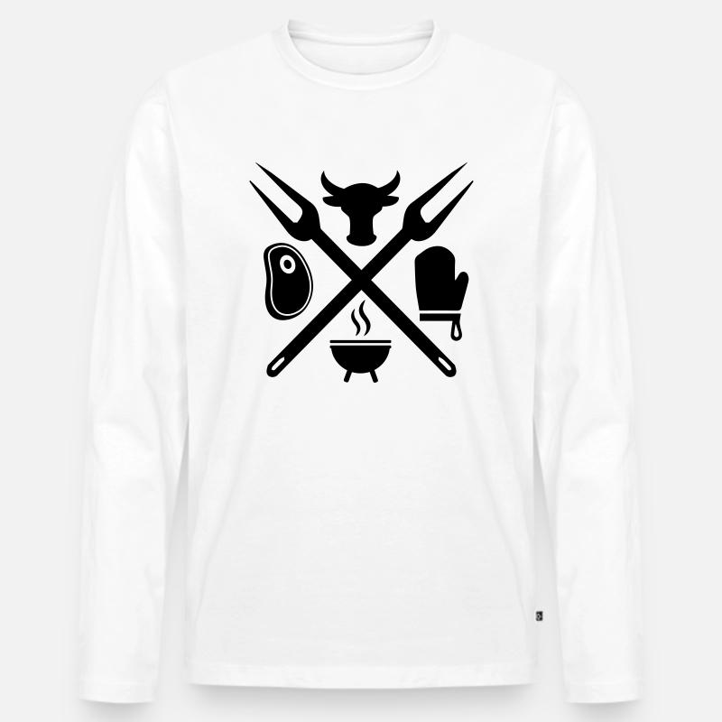 Grillen - Männer Premium Bio Langarmshirt - Weiß