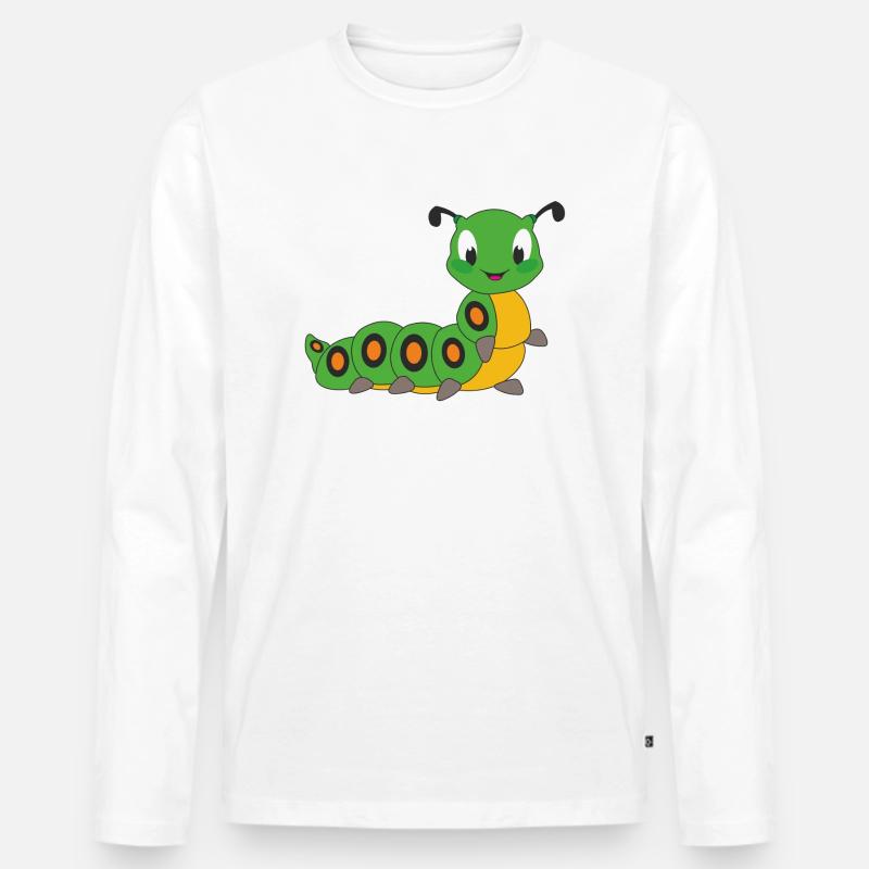 Raupe - Männer Premium Bio Langarmshirt - Weiß