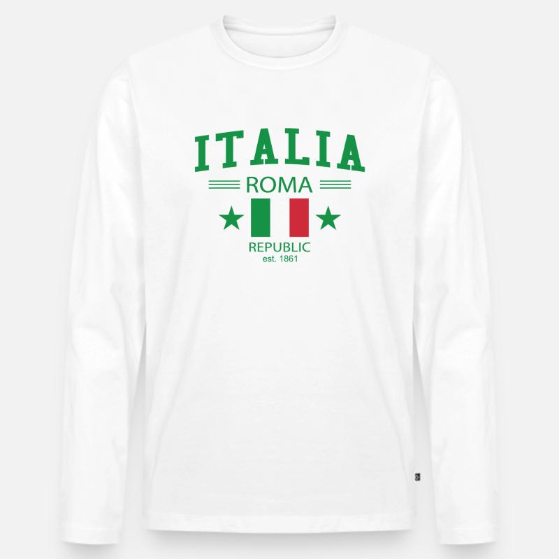 Italia - Männer Premium Bio Langarmshirt - Weiß