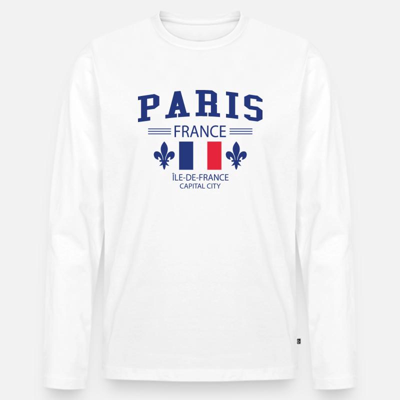 Paris - Männer Premium Bio Langarmshirt - Weiß