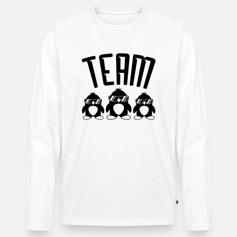 Cool Pinguine Logo - Männer Premium Bio Langarmshirt - Weiß