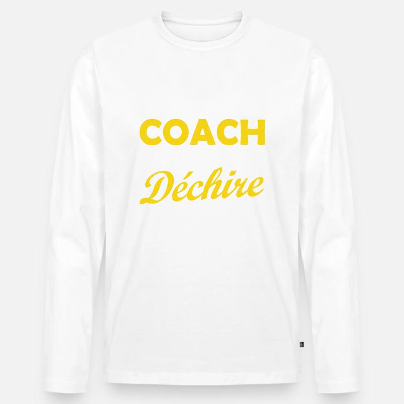 Ich bin ein coach, der knallt - Männer Premium Bio Langarmshirt - Weiß