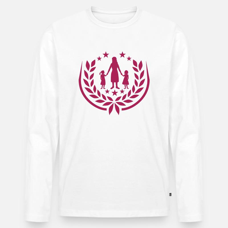 Logo 2 Töchter Mutter - Männer Premium Bio Langarmshirt - Weiß