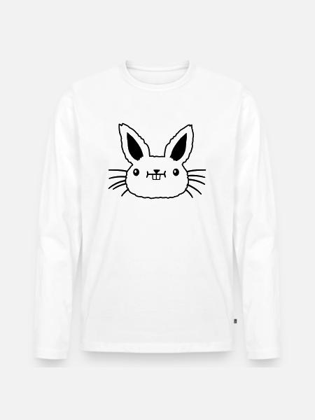 Face little kawaii rabbit - Men's Premium Organic Long Sleeve Shirt - white
