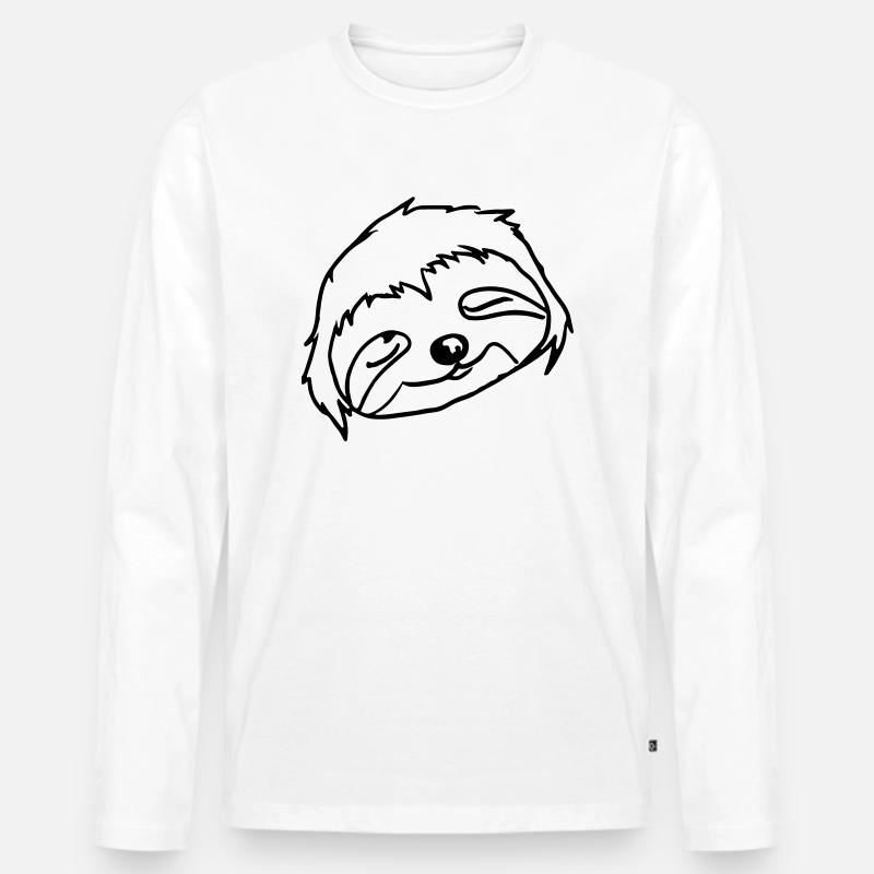 Schlafendes Faultier Gesicht - Männer Premium Bio Langarmshirt - Weiß