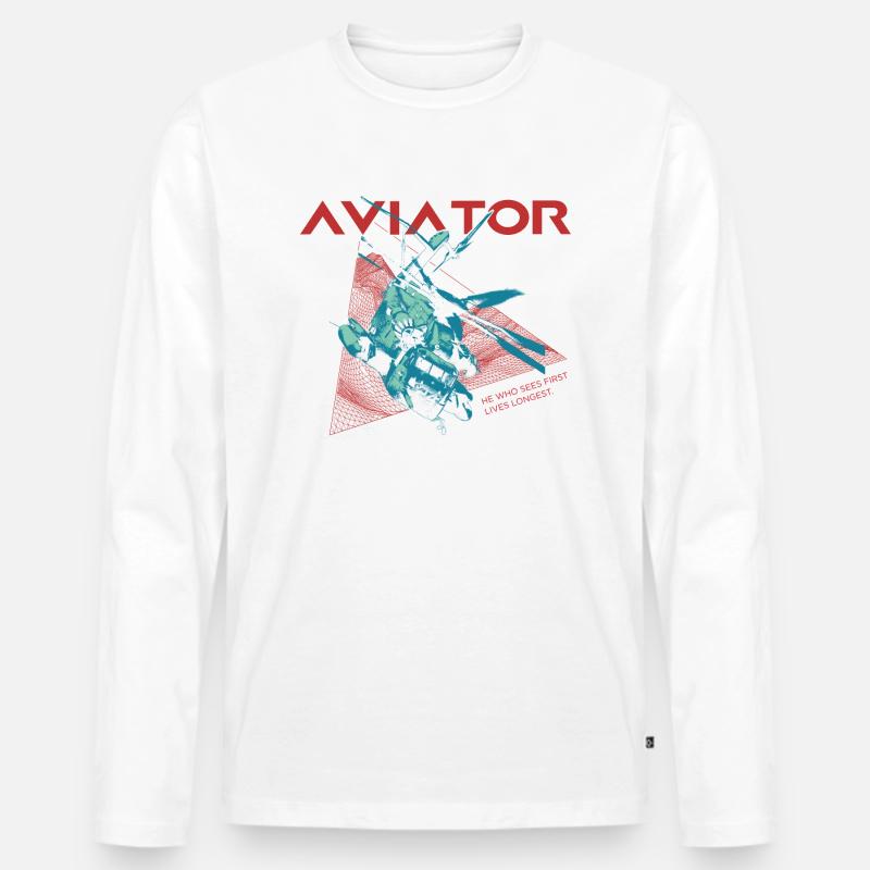 Aviator Hubschrauber - Männer Premium Bio Langarmshirt - Weiß