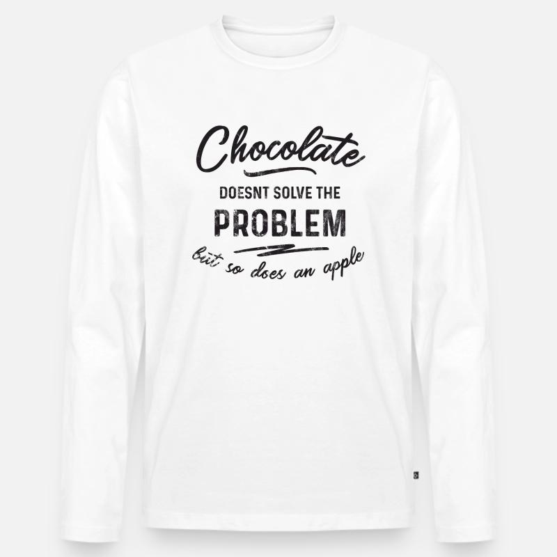 Chocolate doesn't solve the problem - Men's Premium Organic Long Sleeve Shirt - white