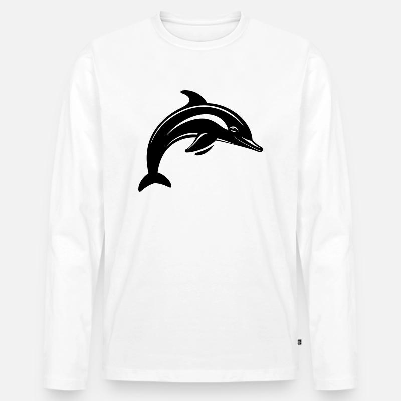 Delfin - Männer Premium Bio Langarmshirt - Weiß