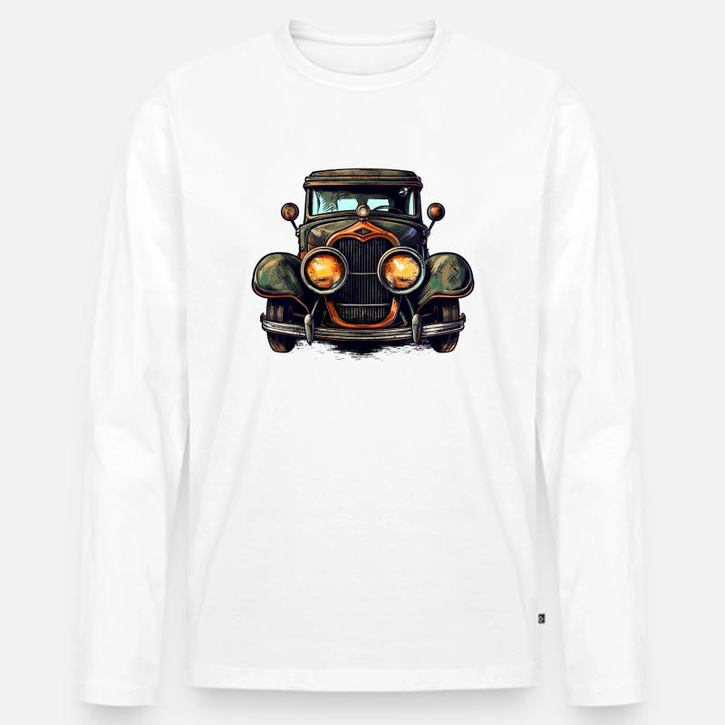 Oldtimer sind eine Augenweide - Männer Premium Bio Langarmshirt - Weiß