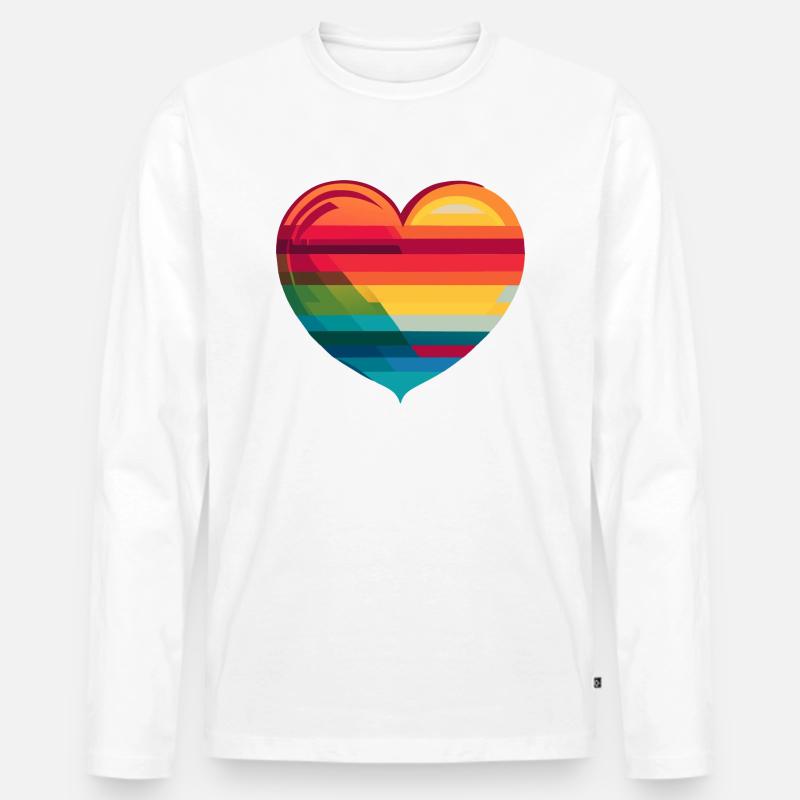Pride Heart - Männer Premium Bio Langarmshirt - Weiß