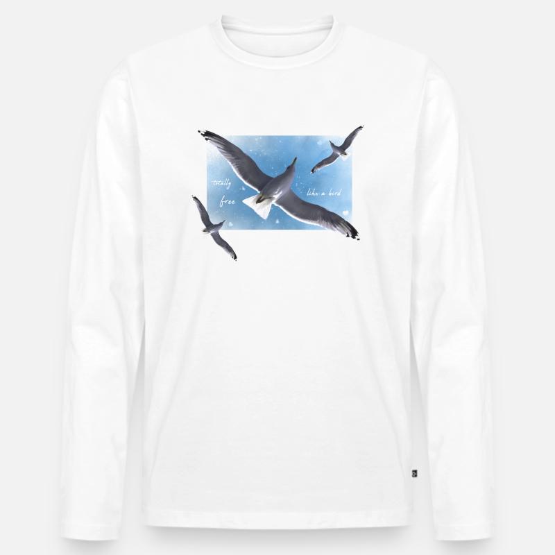 frei sein wie ein Vogel - Männer Premium Bio Langarmshirt - Weiß