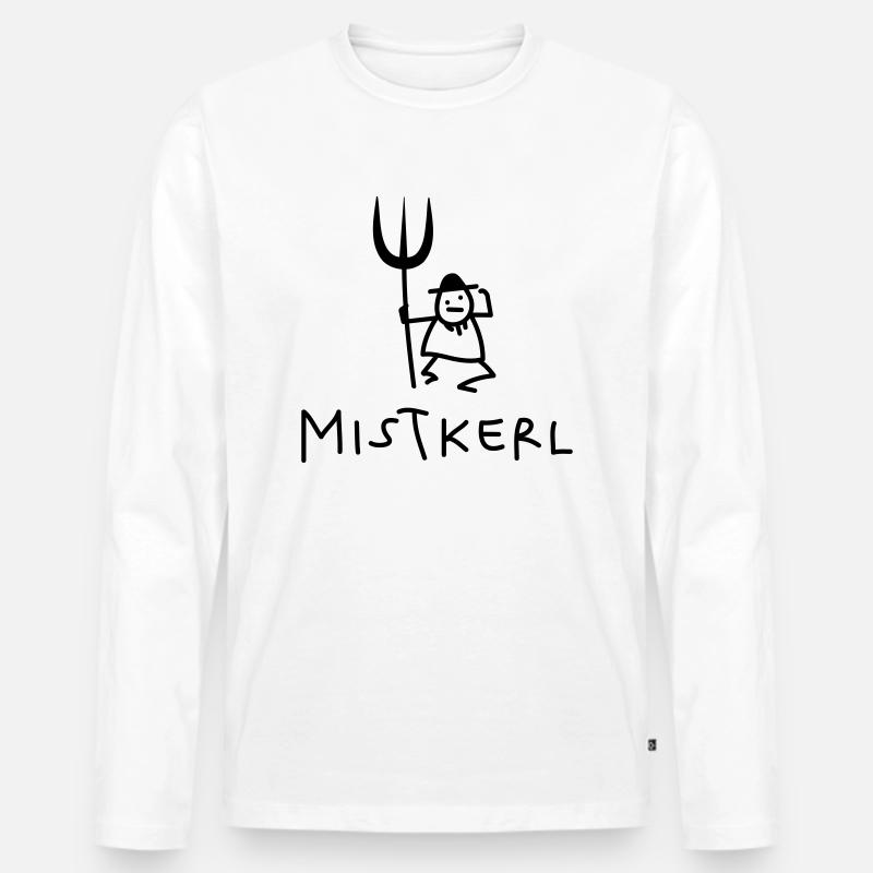 Kerl mit Mistgabel - Männer Premium Bio Langarmshirt - Weiß