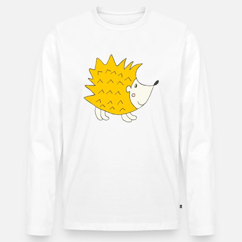 igel gelb - Männer Premium Bio Langarmshirt - Weiß