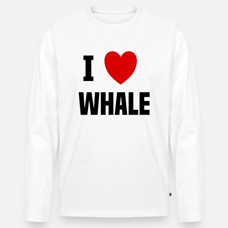 Ich liebe Wal - Männer Premium Bio Langarmshirt - Weiß
