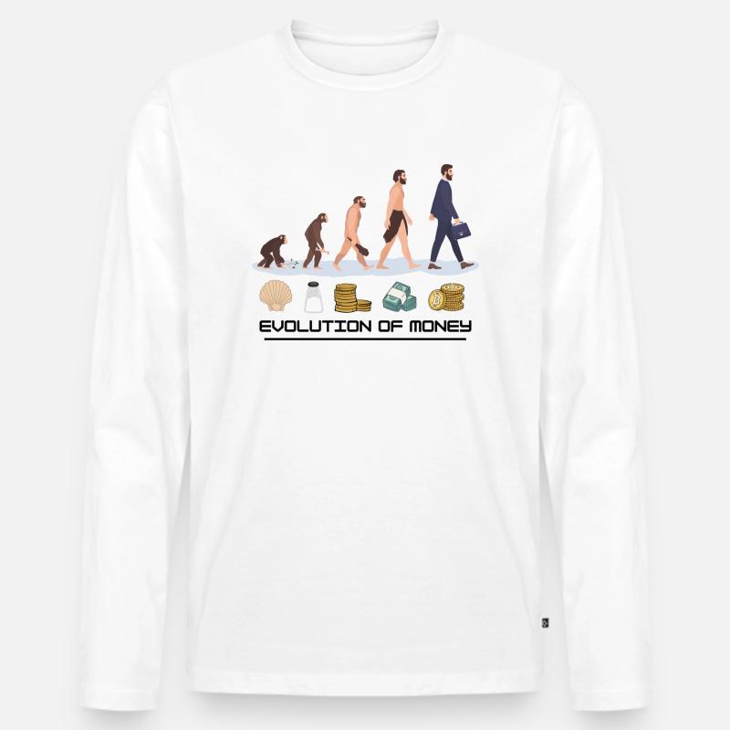 Evolution of Money - Männer Premium Bio Langarmshirt - Weiß