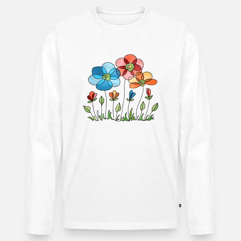 Blumen - Männer Premium Bio Langarmshirt - Weiß