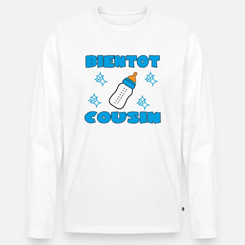 BALDIGER COUSIN - Männer Premium Bio Langarmshirt - Weiß