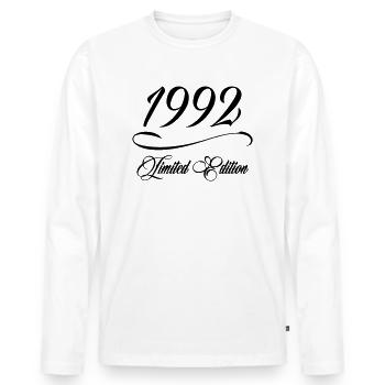 Limited Edition 1992 - Geburtstag 1992 - Männer Premium Bio Langarmshirt - Weiß - Vorne - Nico (187cm)