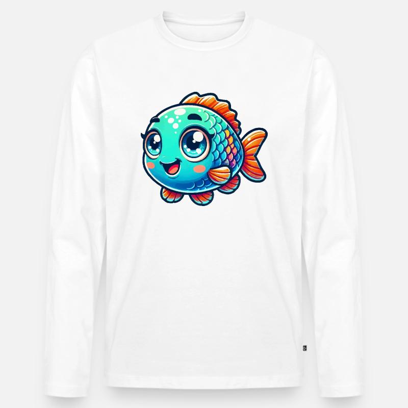 fisch comic - Männer Premium Bio Langarmshirt - Weiß