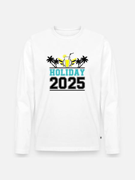 Holiday 2025 - Männer Premium Bio Langarmshirt - Weiß
