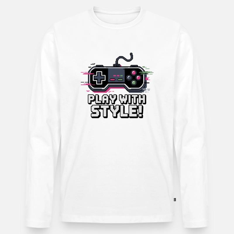 VIDEOSPIEL-CONTROLLER - Männer Premium Bio Langarmshirt - Weiß