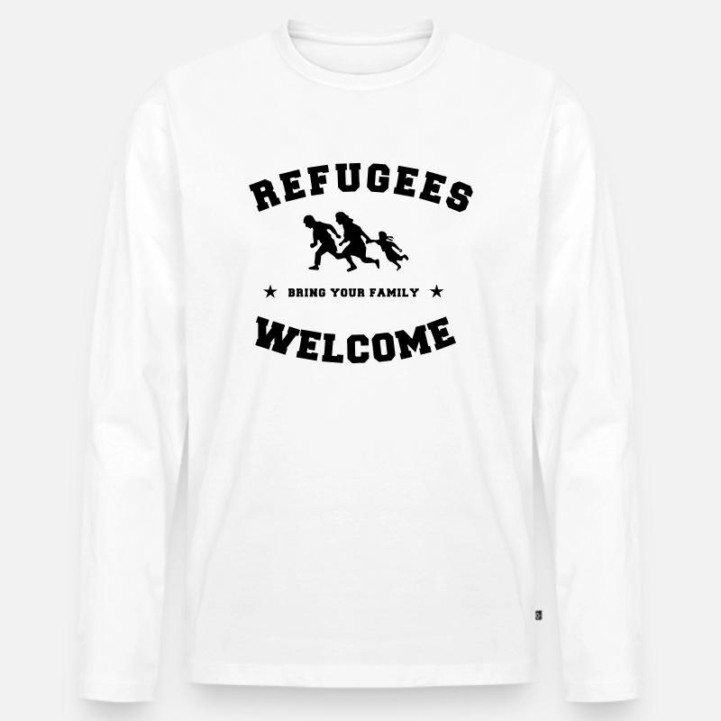 refugees welcome - Männer Premium Bio Langarmshirt - Weiß