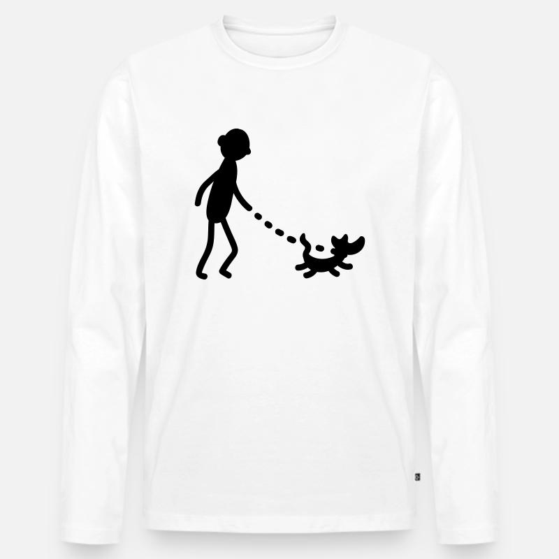 Gassi gehen Hund - Männer Premium Bio Langarmshirt - Weiß