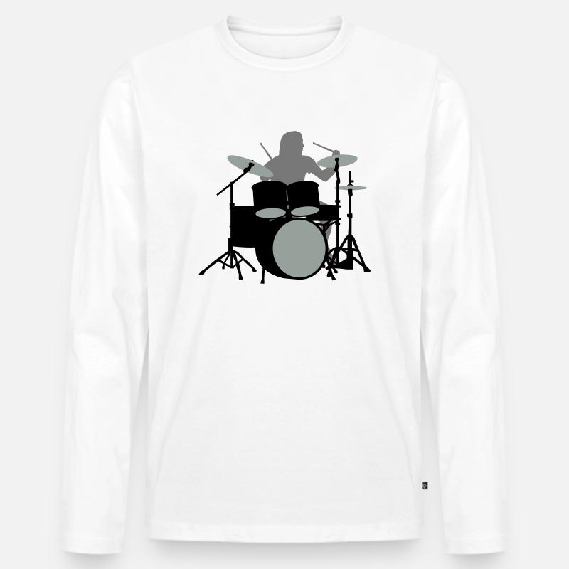 drummer_3c - Männer Premium Bio Langarmshirt - Weiß