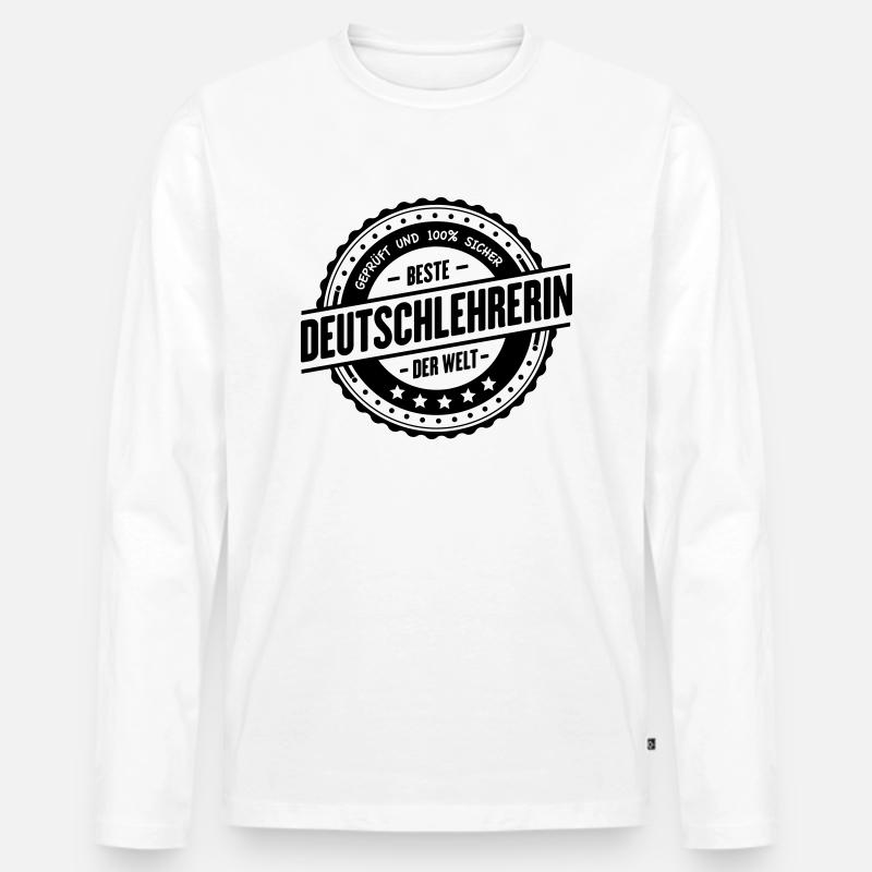 Beste Deutschlehrerin - Männer Premium Bio Langarmshirt - Weiß