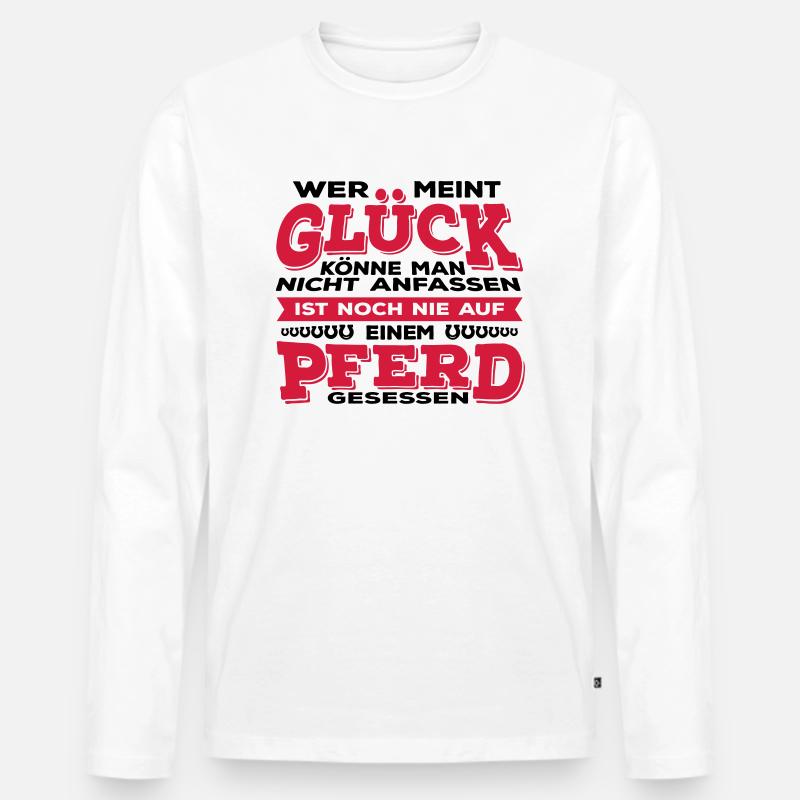 Glück Pferd - Männer Premium Bio Langarmshirt - Weiß