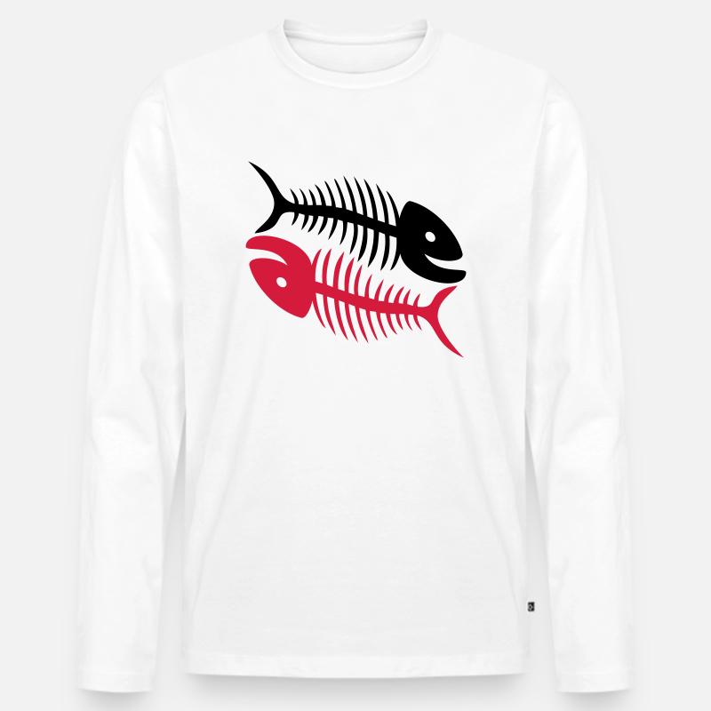 Smiling Fishbones - Männer Premium Bio Langarmshirt - Weiß