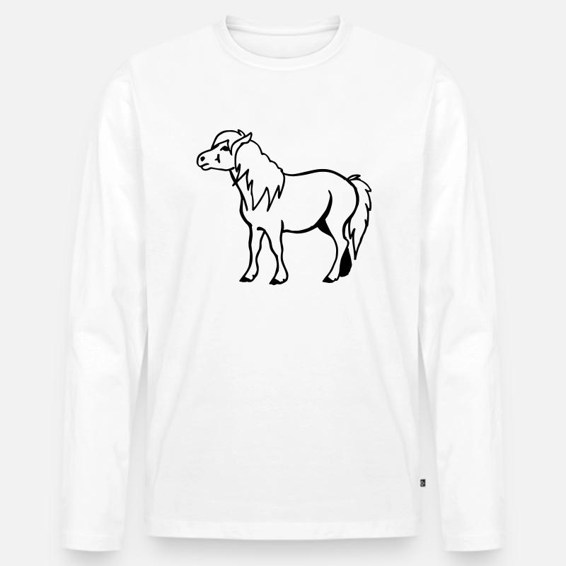 Pony - Männer Premium Bio Langarmshirt - Weiß