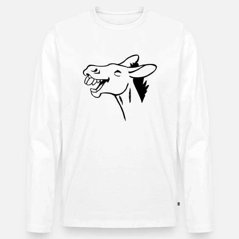 lachender Esel - Männer Premium Bio Langarmshirt - Weiß