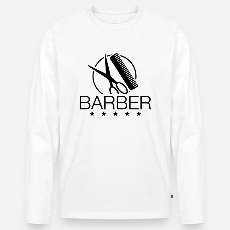 barber__logo_pa1 - Männer Premium Bio Langarmshirt - Weiß