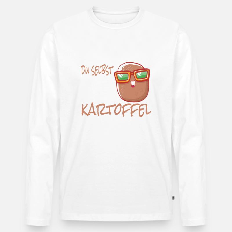 Kartoffel - Männer Premium Bio Langarmshirt - Weiß